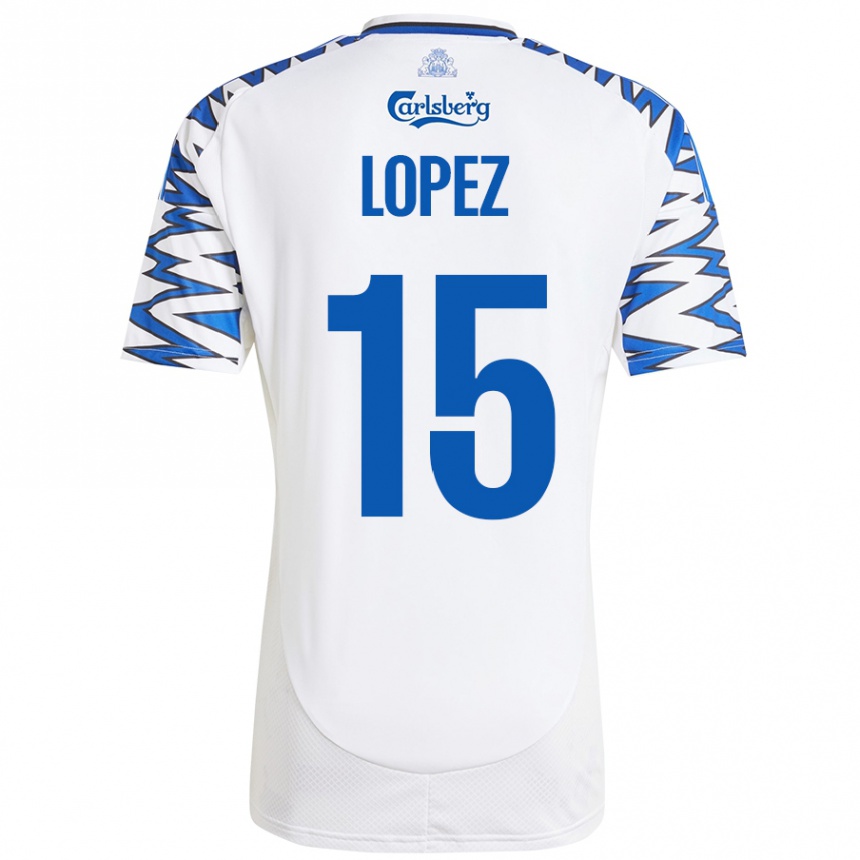 Niño Fútbol Camiseta Marcos López #15 Blanco Azul Cielo 1ª Equipación 2024/25 México