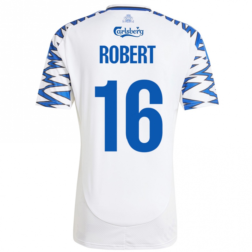 Niño Fútbol Camiseta Robert #16 Blanco Azul Cielo 1ª Equipación 2024/25 México