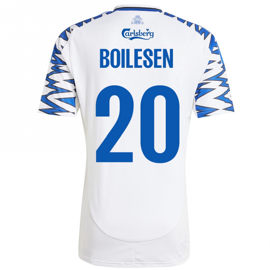 Niño Fútbol Camiseta Nicolai Boilesen #20 Blanco Azul Cielo 1ª Equipación 2024/25 México