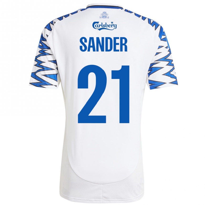 Niño Fútbol Camiseta Theo Sander #21 Blanco Azul Cielo 1ª Equipación 2024/25 México