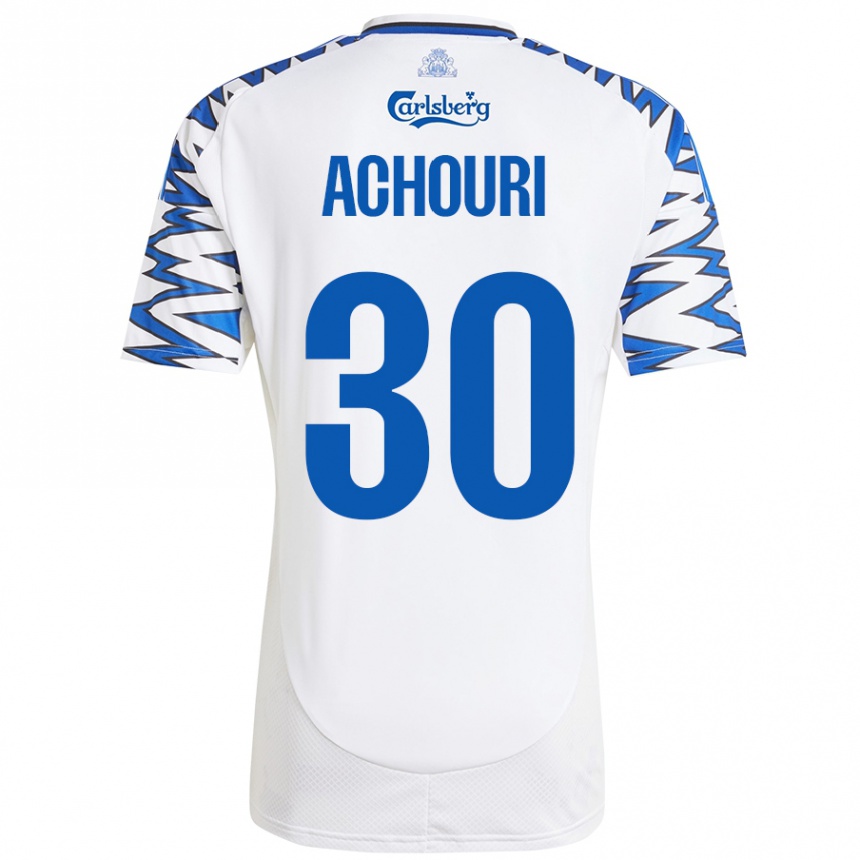 Niño Fútbol Camiseta Elias Achouri #30 Blanco Azul Cielo 1ª Equipación 2024/25 México