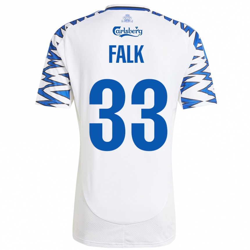 Niño Fútbol Camiseta Rasmus Falk #33 Blanco Azul Cielo 1ª Equipación 2024/25 México