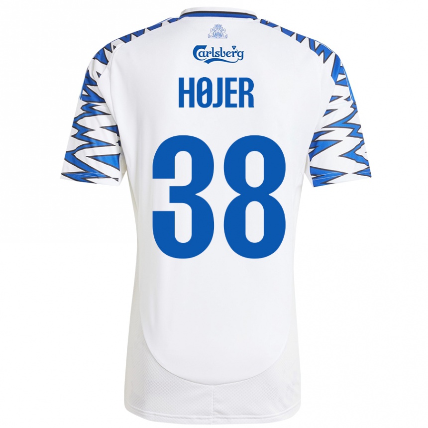 Niño Fútbol Camiseta Oliver Højer #38 Blanco Azul Cielo 1ª Equipación 2024/25 México