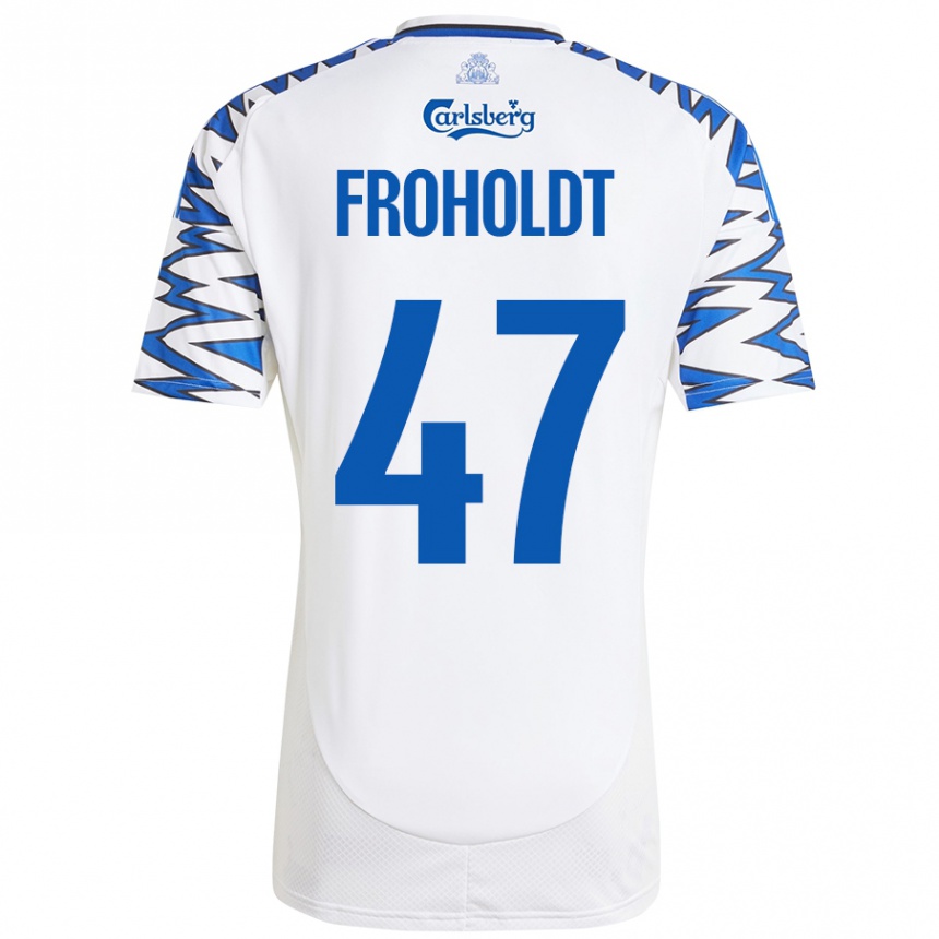 Niño Fútbol Camiseta Victor Froholdt #47 Blanco Azul Cielo 1ª Equipación 2024/25 México