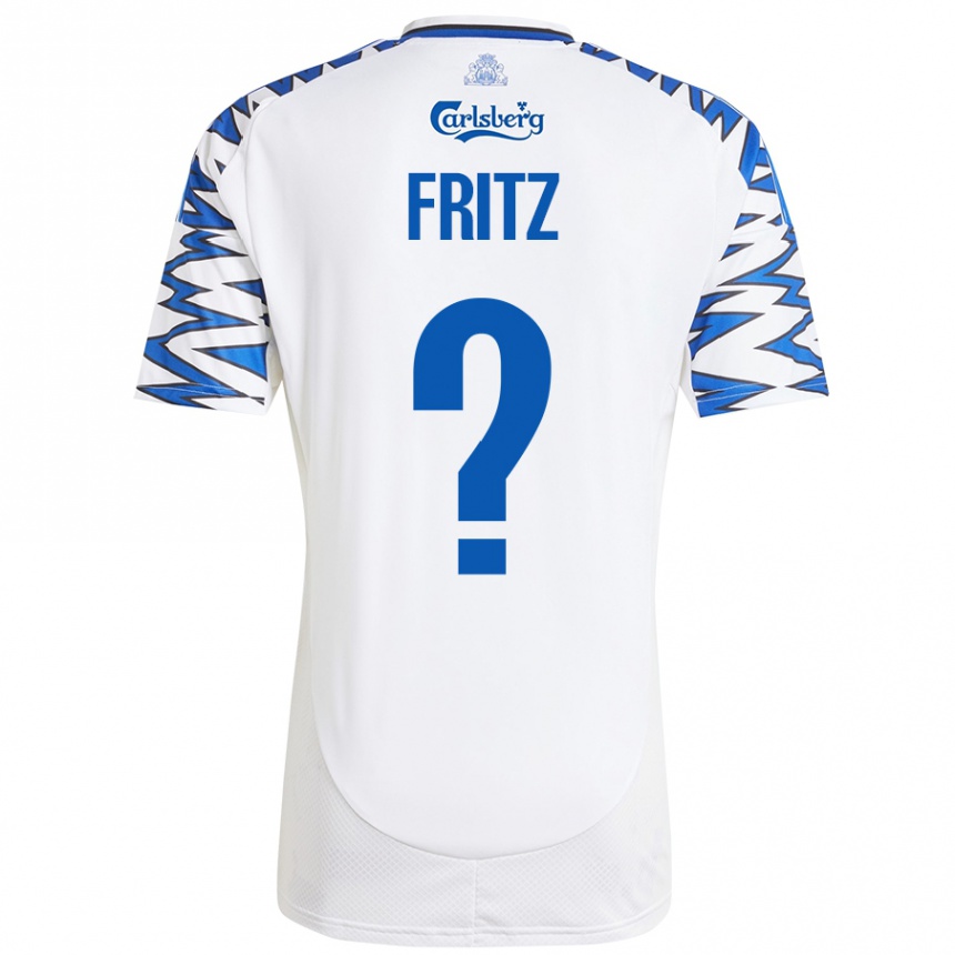 Niño Fútbol Camiseta Gustav Fritz #0 Blanco Azul Cielo 1ª Equipación 2024/25 México