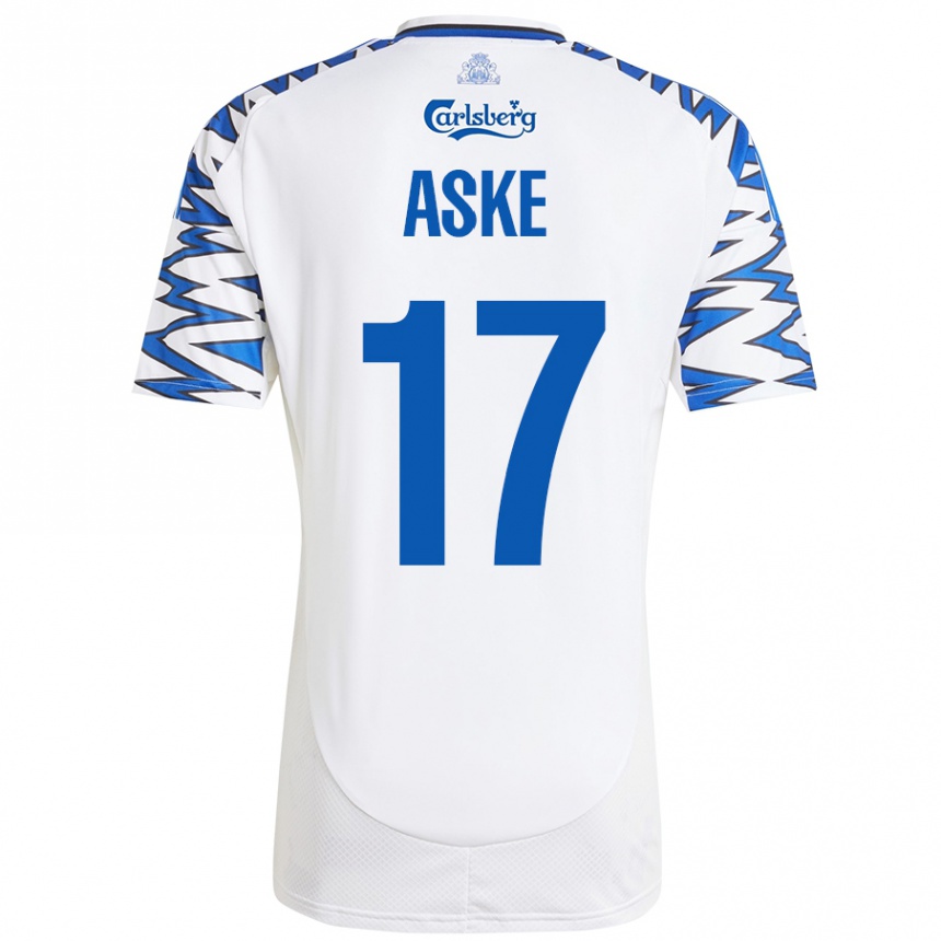 Niño Fútbol Camiseta Aske Christensen #17 Blanco Azul Cielo 1ª Equipación 2024/25 México