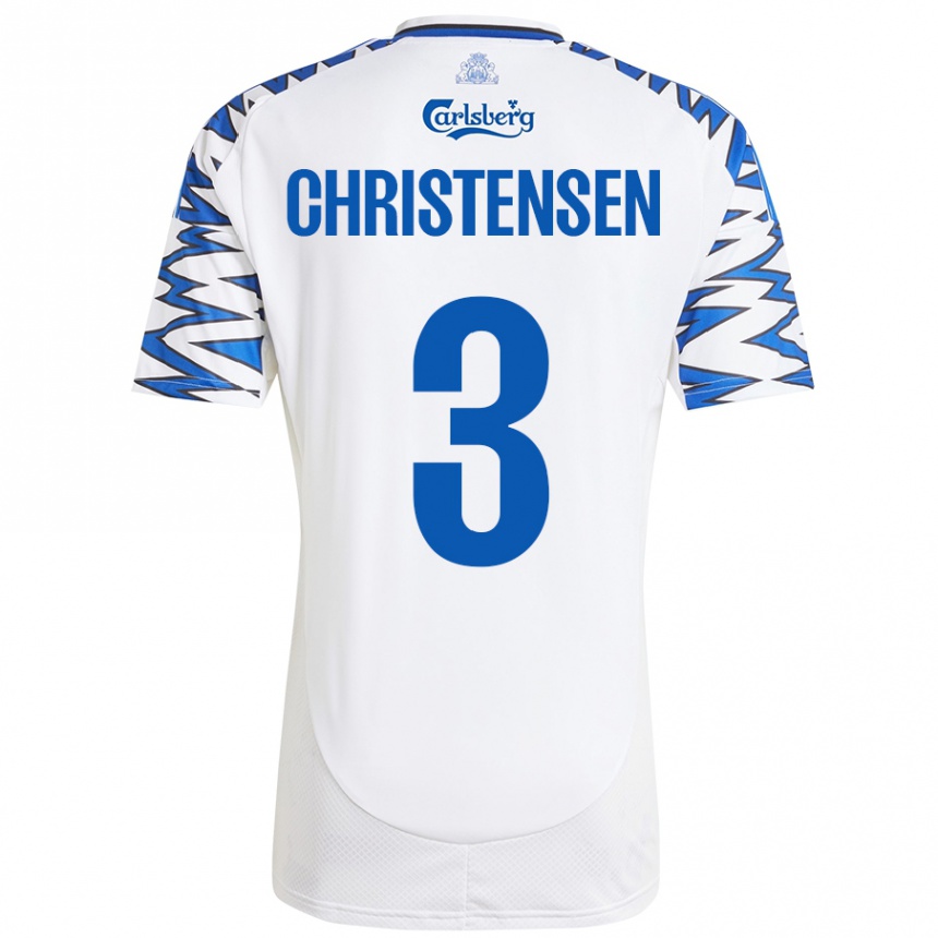 Niño Fútbol Camiseta Sebastian Christensen #3 Blanco Azul Cielo 1ª Equipación 2024/25 México