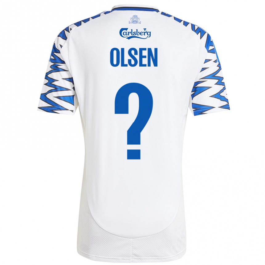 Niño Fútbol Camiseta Gunnar Olsen #0 Blanco Azul Cielo 1ª Equipación 2024/25 México