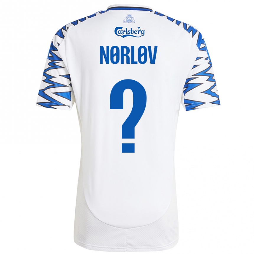 Niño Fútbol Camiseta William Nørløv #0 Blanco Azul Cielo 1ª Equipación 2024/25 México