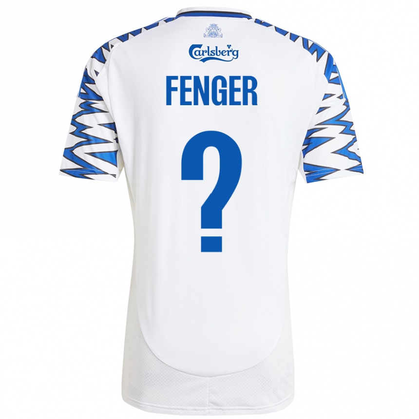 Niño Fútbol Camiseta Oskar Fenger #0 Blanco Azul Cielo 1ª Equipación 2024/25 México