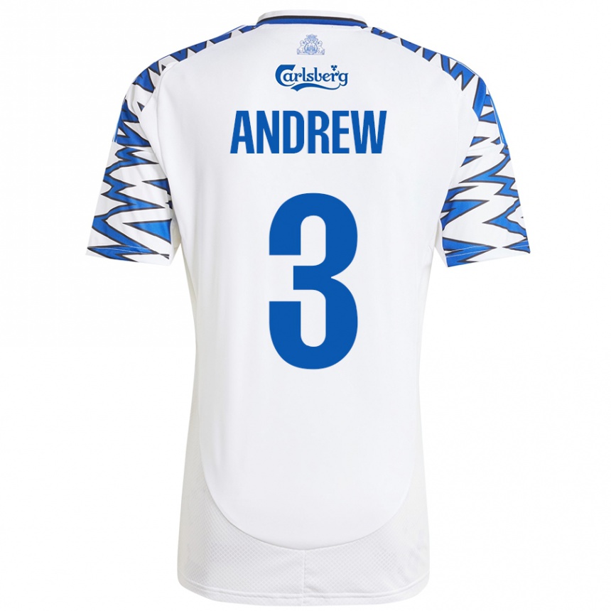 Niño Fútbol Camiseta Tristan Andrew #3 Blanco Azul Cielo 1ª Equipación 2024/25 México