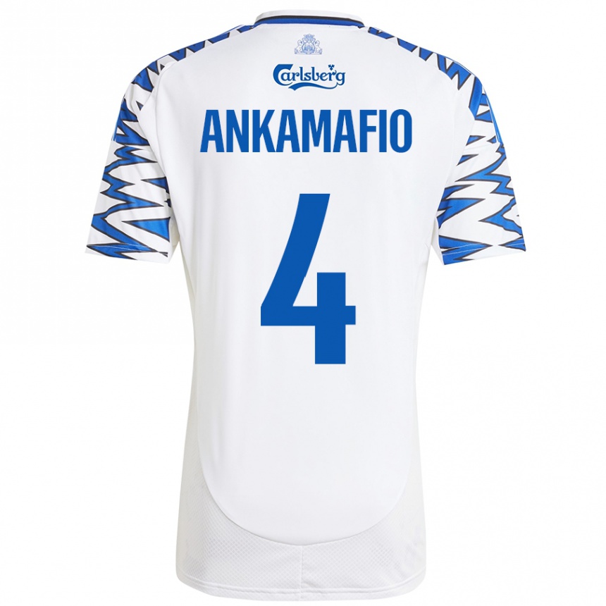 Niño Fútbol Camiseta Graham Ankamafio #4 Blanco Azul Cielo 1ª Equipación 2024/25 México