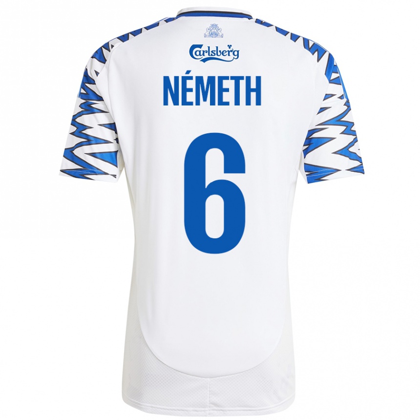 Niño Fútbol Camiseta Hunor Németh #6 Blanco Azul Cielo 1ª Equipación 2024/25 México