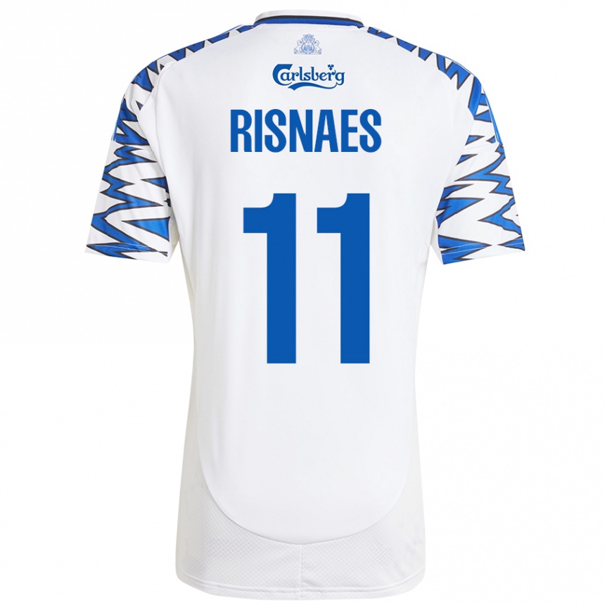 Niño Fútbol Camiseta Roberto Risnaes #11 Blanco Azul Cielo 1ª Equipación 2024/25 México