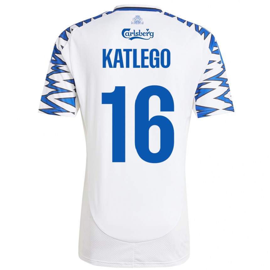 Niño Fútbol Camiseta David Katlego #16 Blanco Azul Cielo 1ª Equipación 2024/25 México