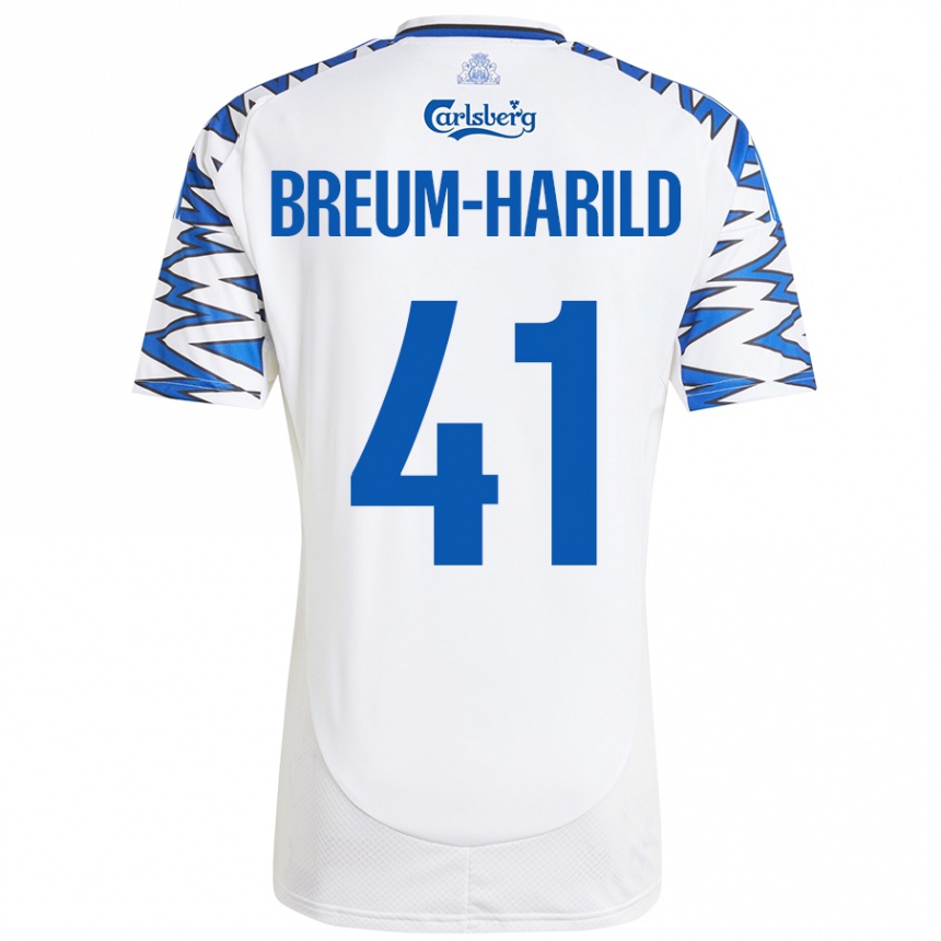 Niño Fútbol Camiseta Tobias Breum-Harild #41 Blanco Azul Cielo 1ª Equipación 2024/25 México