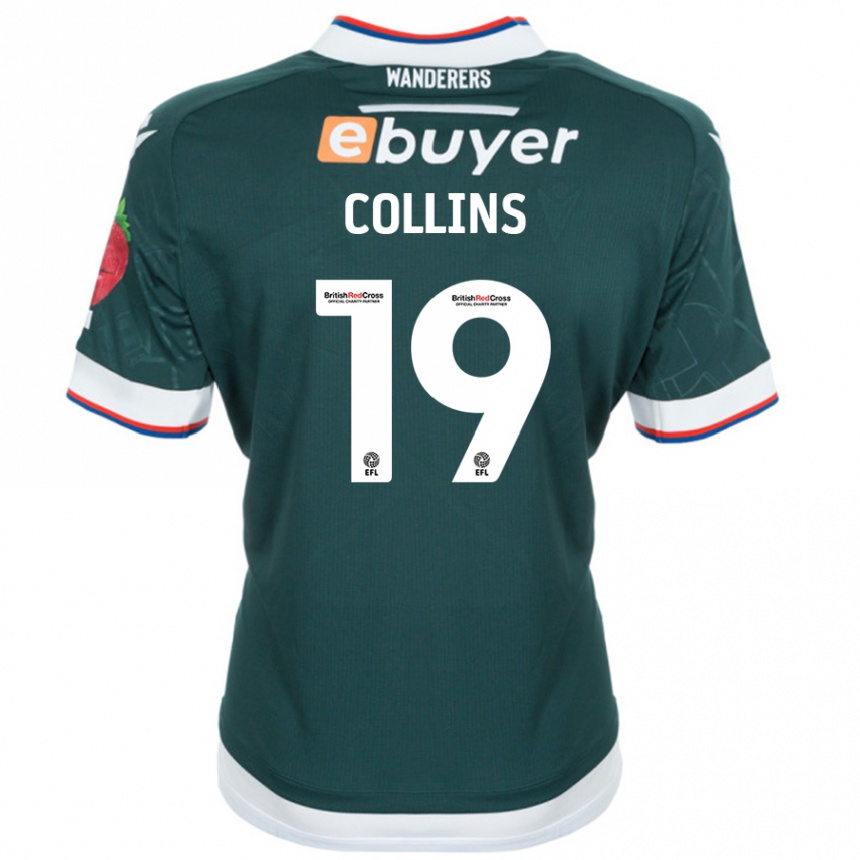 Niño Fútbol Camiseta Aaron Collins #19 Verde Oscuro 2ª Equipación 2024/25 México