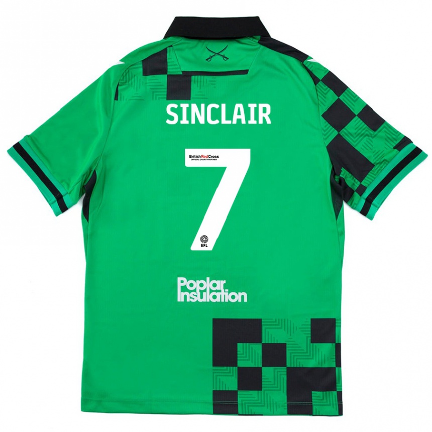 Niño Fútbol Camiseta Scott Sinclair #7 Verde Negro 2ª Equipación 2024/25 México