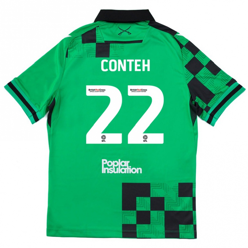 Niño Fútbol Camiseta Kamil Conteh #22 Verde Negro 2ª Equipación 2024/25 México