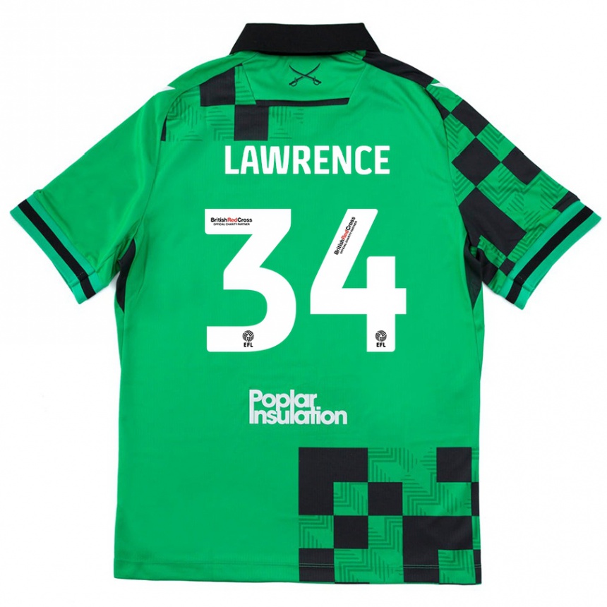 Niño Fútbol Camiseta Jerry Lawrence #34 Verde Negro 2ª Equipación 2024/25 México