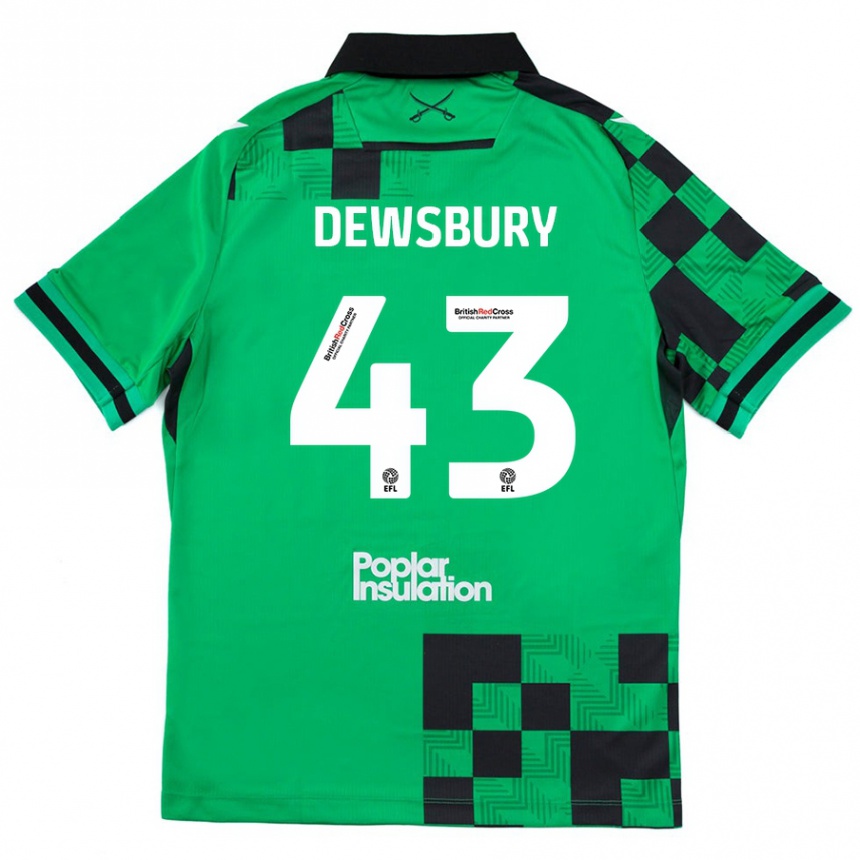 Niño Fútbol Camiseta Ollie Dewsbury #43 Verde Negro 2ª Equipación 2024/25 México