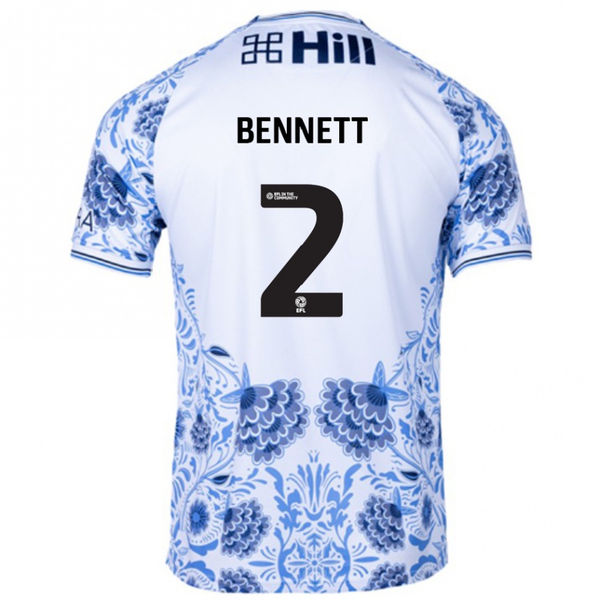 Niño Fútbol Camiseta Liam Bennett #2 Blanco Azul 2ª Equipación 2024/25 México