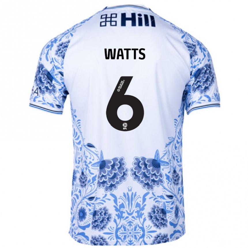 Niño Fútbol Camiseta Kell Watts #6 Blanco Azul 2ª Equipación 2024/25 México