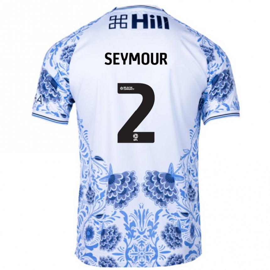 Niño Fútbol Camiseta Mayzee Seymour #2 Blanco Azul 2ª Equipación 2024/25 México