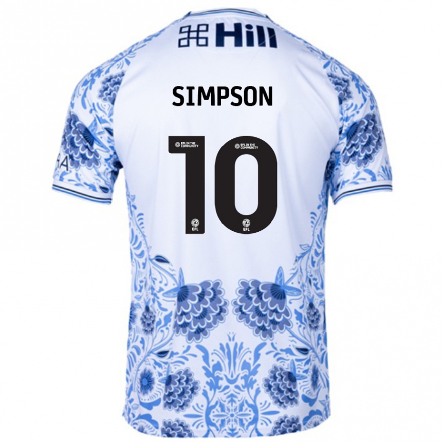 Niño Fútbol Camiseta Harley-Jean Simpson #10 Blanco Azul 2ª Equipación 2024/25 México