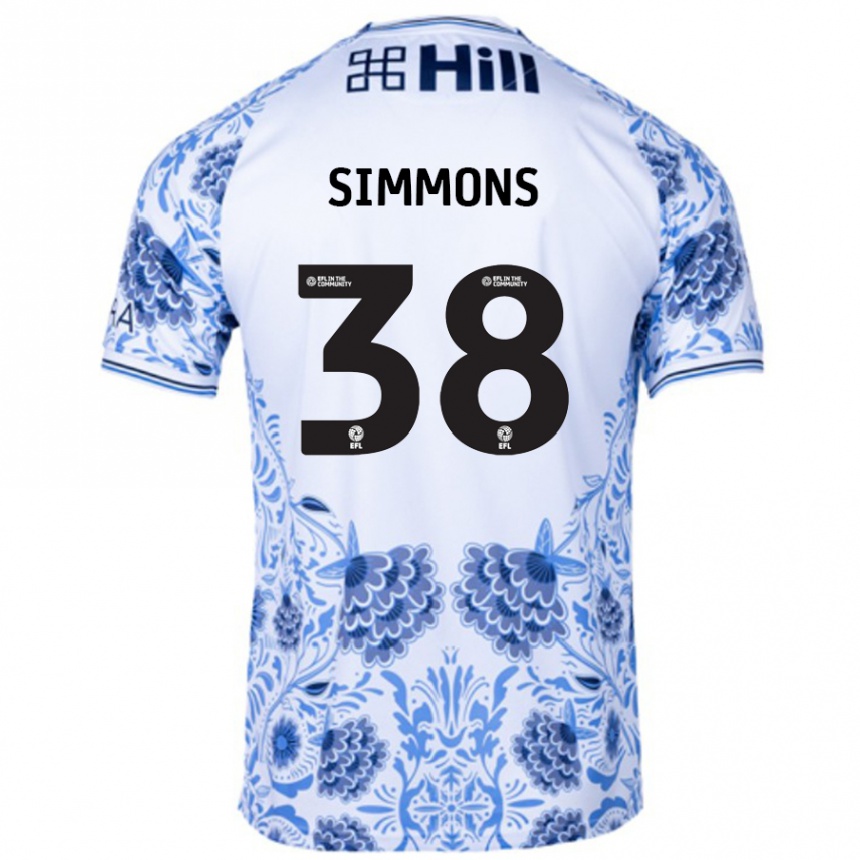 Niño Fútbol Camiseta Bella Simmons #38 Blanco Azul 2ª Equipación 2024/25 México