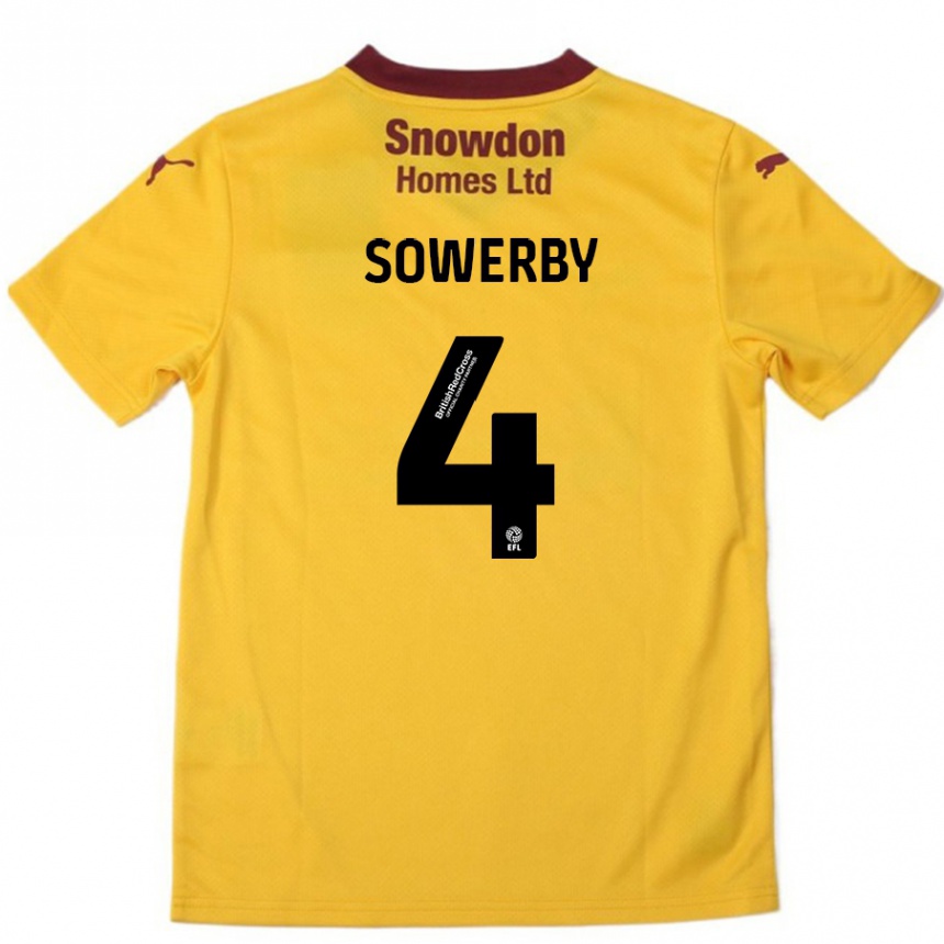 Niño Fútbol Camiseta Jack Sowerby #4 Naranja Borgoña 2ª Equipación 2024/25 México