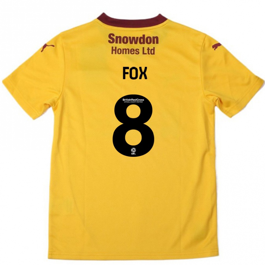 Niño Fútbol Camiseta Ben Fox #8 Naranja Borgoña 2ª Equipación 2024/25 México