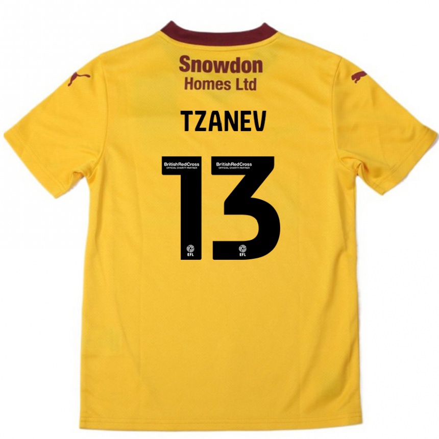 Niño Fútbol Camiseta Nik Tzanev #13 Naranja Borgoña 2ª Equipación 2024/25 México