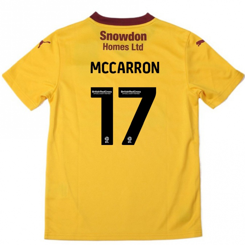 Niño Fútbol Camiseta Liam Mccarron #17 Naranja Borgoña 2ª Equipación 2024/25 México