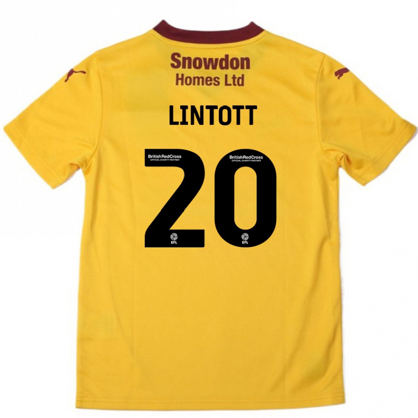 Niño Fútbol Camiseta Harvey Lintott #20 Naranja Borgoña 2ª Equipación 2024/25 México