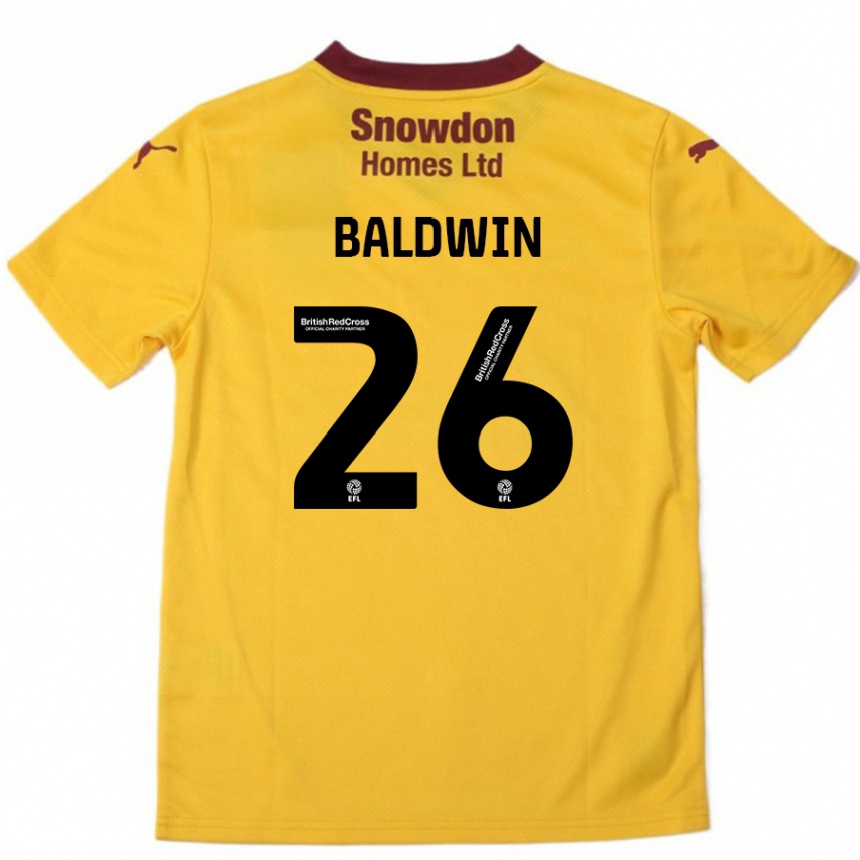 Niño Fútbol Camiseta Jack Baldwin #26 Naranja Borgoña 2ª Equipación 2024/25 México