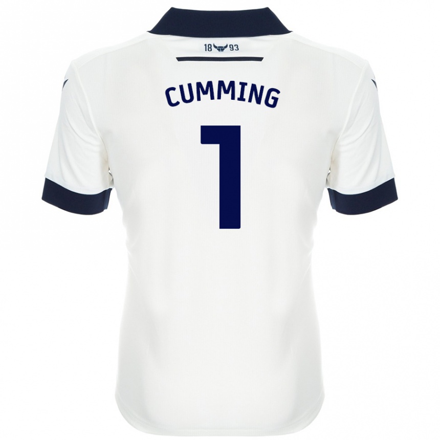 Niño Fútbol Camiseta Jamie Cumming #1 Blanco Azul Marino 2ª Equipación 2024/25 México