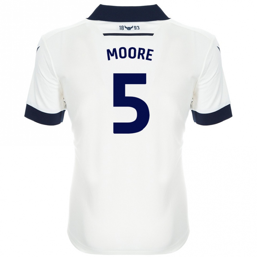 Niño Fútbol Camiseta Elliott Moore #5 Blanco Azul Marino 2ª Equipación 2024/25 México