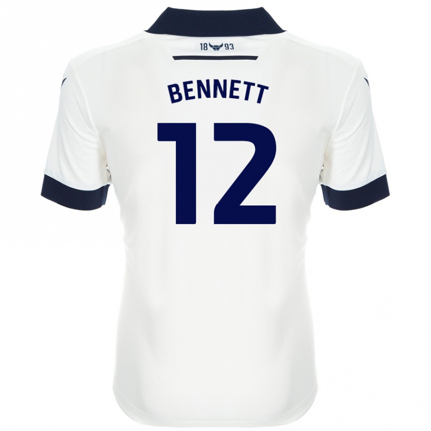 Niño Fútbol Camiseta Joe Bennett #12 Blanco Azul Marino 2ª Equipación 2024/25 México