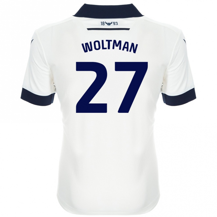 Niño Fútbol Camiseta Max Woltman #27 Blanco Azul Marino 2ª Equipación 2024/25 México