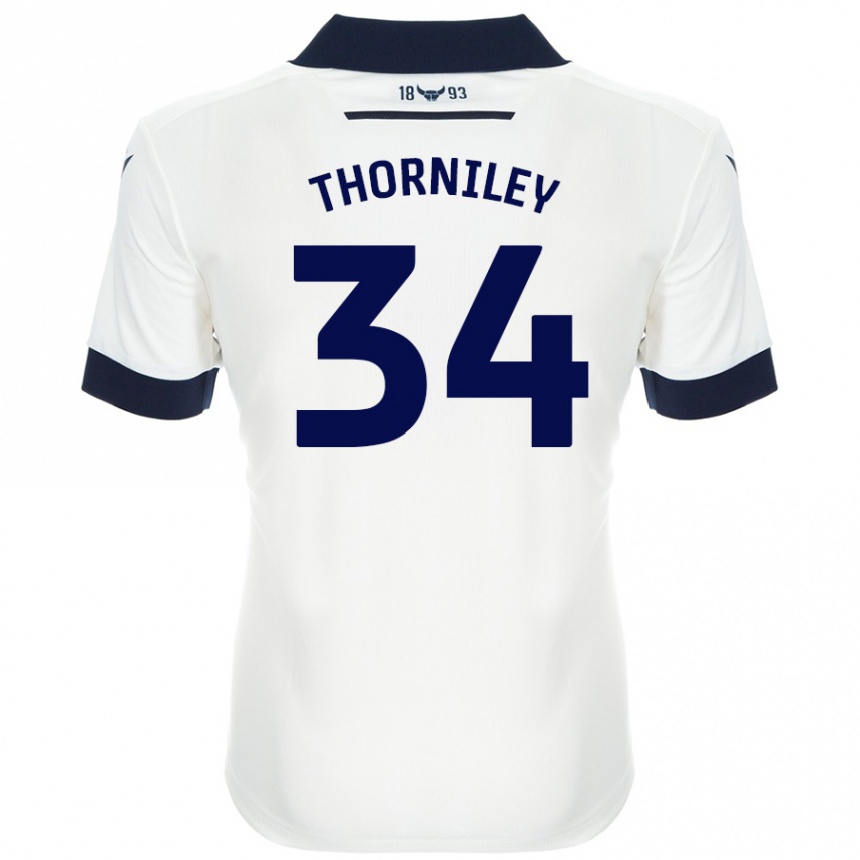 Niño Fútbol Camiseta Jordan Thorniley #34 Blanco Azul Marino 2ª Equipación 2024/25 México