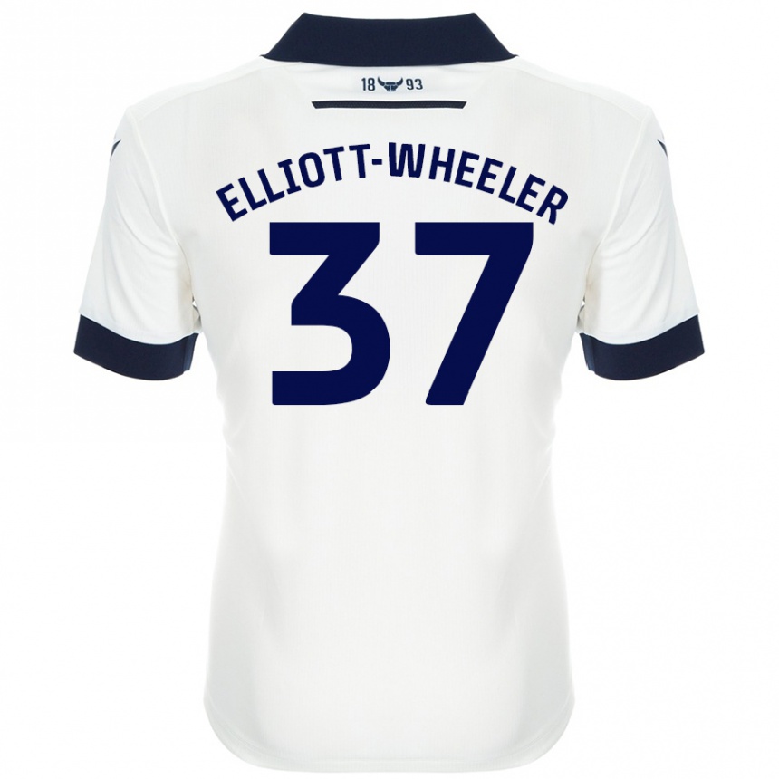 Niño Fútbol Camiseta Aidan Elliott-Wheeler #37 Blanco Azul Marino 2ª Equipación 2024/25 México