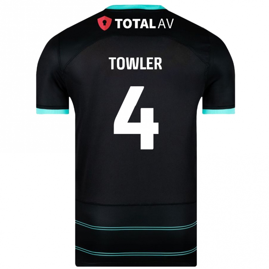 Niño Fútbol Camiseta Ryley Towler #4 Negro 2ª Equipación 2024/25 México