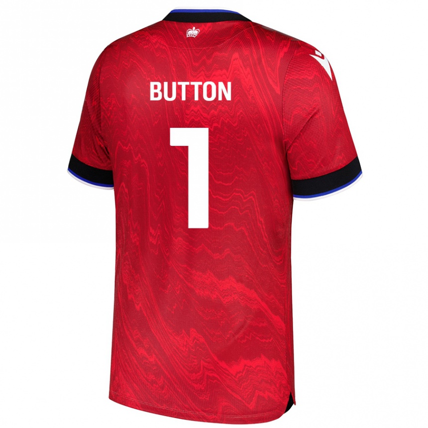 Niño Fútbol Camiseta David Button #1 Rojo Negro 2ª Equipación 2024/25 México