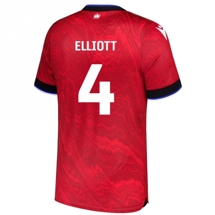 Niño Fútbol Camiseta Ben Elliott #4 Rojo Negro 2ª Equipación 2024/25 México