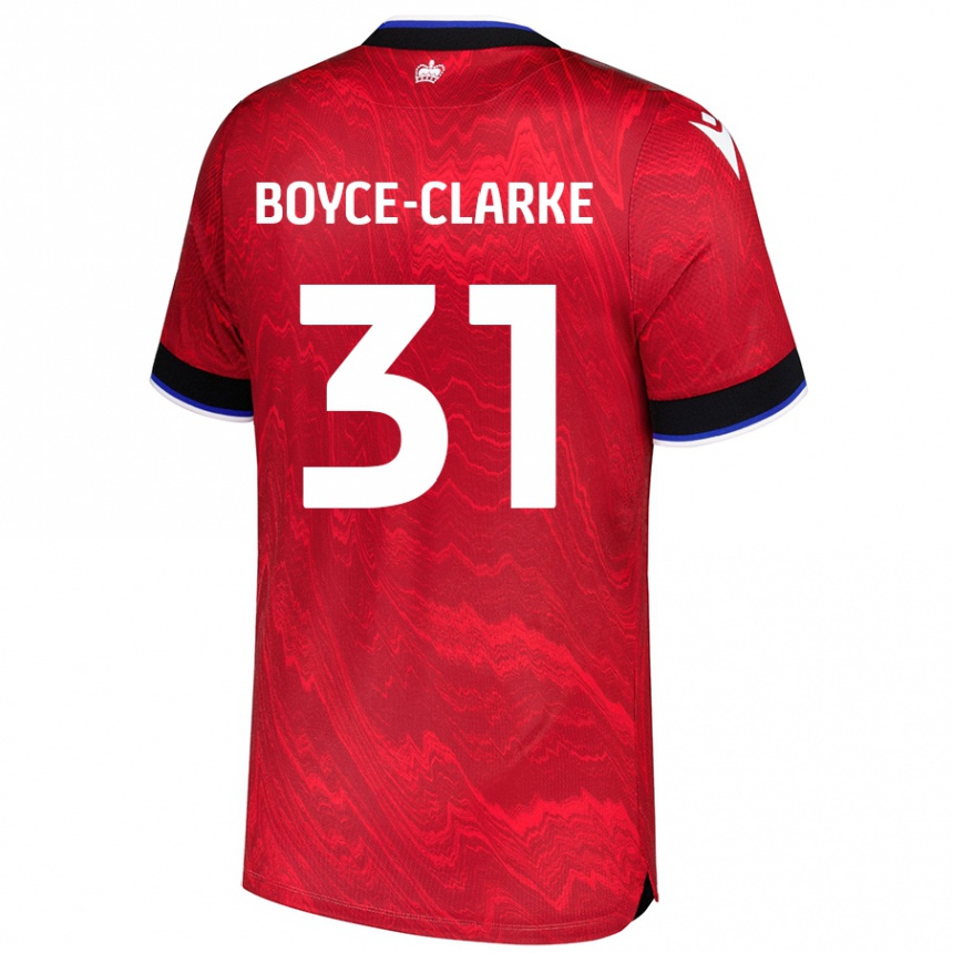 Niño Fútbol Camiseta Coniah Boyce-Clarke #31 Rojo Negro 2ª Equipación 2024/25 México