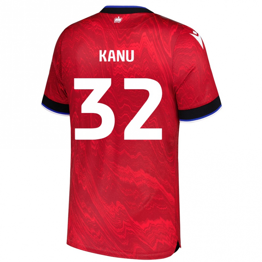 Niño Fútbol Camiseta Abraham Kanu #32 Rojo Negro 2ª Equipación 2024/25 México