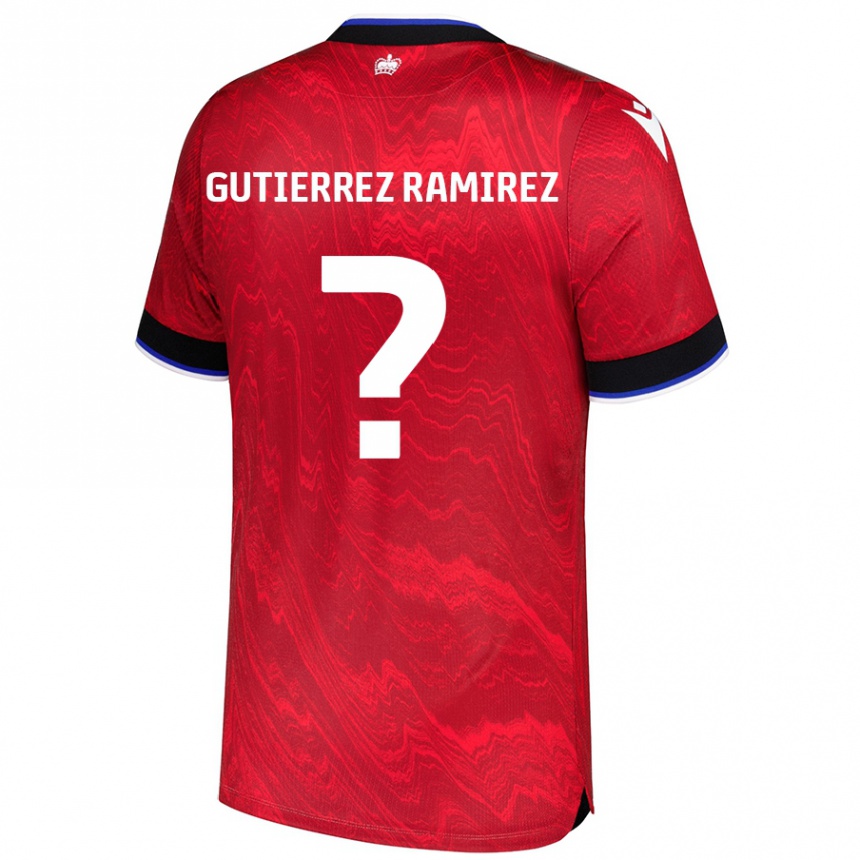 Niño Fútbol Camiseta William Gutierrez Ramirez #0 Rojo Negro 2ª Equipación 2024/25 México