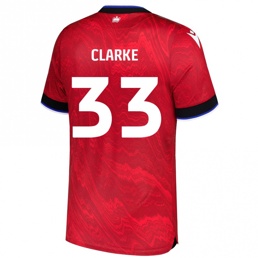 Niño Fútbol Camiseta John Clarke #33 Rojo Negro 2ª Equipación 2024/25 México