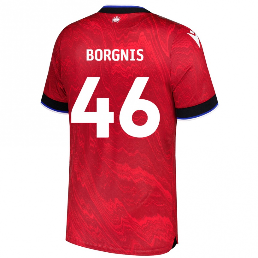 Niño Fútbol Camiseta Jacob Borgnis #46 Rojo Negro 2ª Equipación 2024/25 México